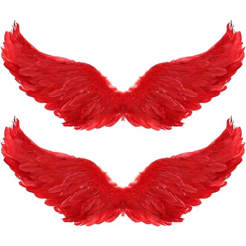 Jenaai 2 Pieces Halloween Feather Angel Wings | Elastic Straps,