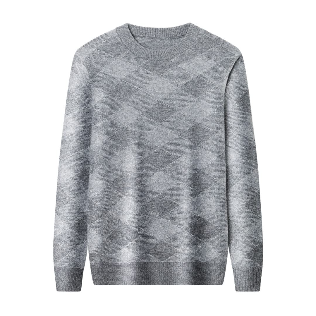 Los hombres jersey de color sólido O-cuello suéter hombres ropa otoño grueso cálido suéter, gris, XXXL