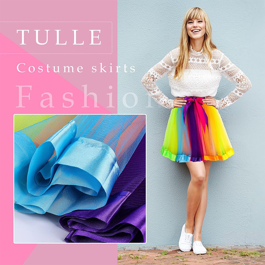 Jupe Tutu Ballerine - 3 Couches Tulle - Élastique Taille 60-120cm - Pour Danse & Fêtes