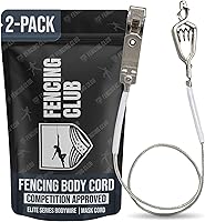 FencingClub Elite Series Foil/Saber Mask Cord - Clear Twin-Core Wire, Competition Approved Head Clamp, 2 Pack