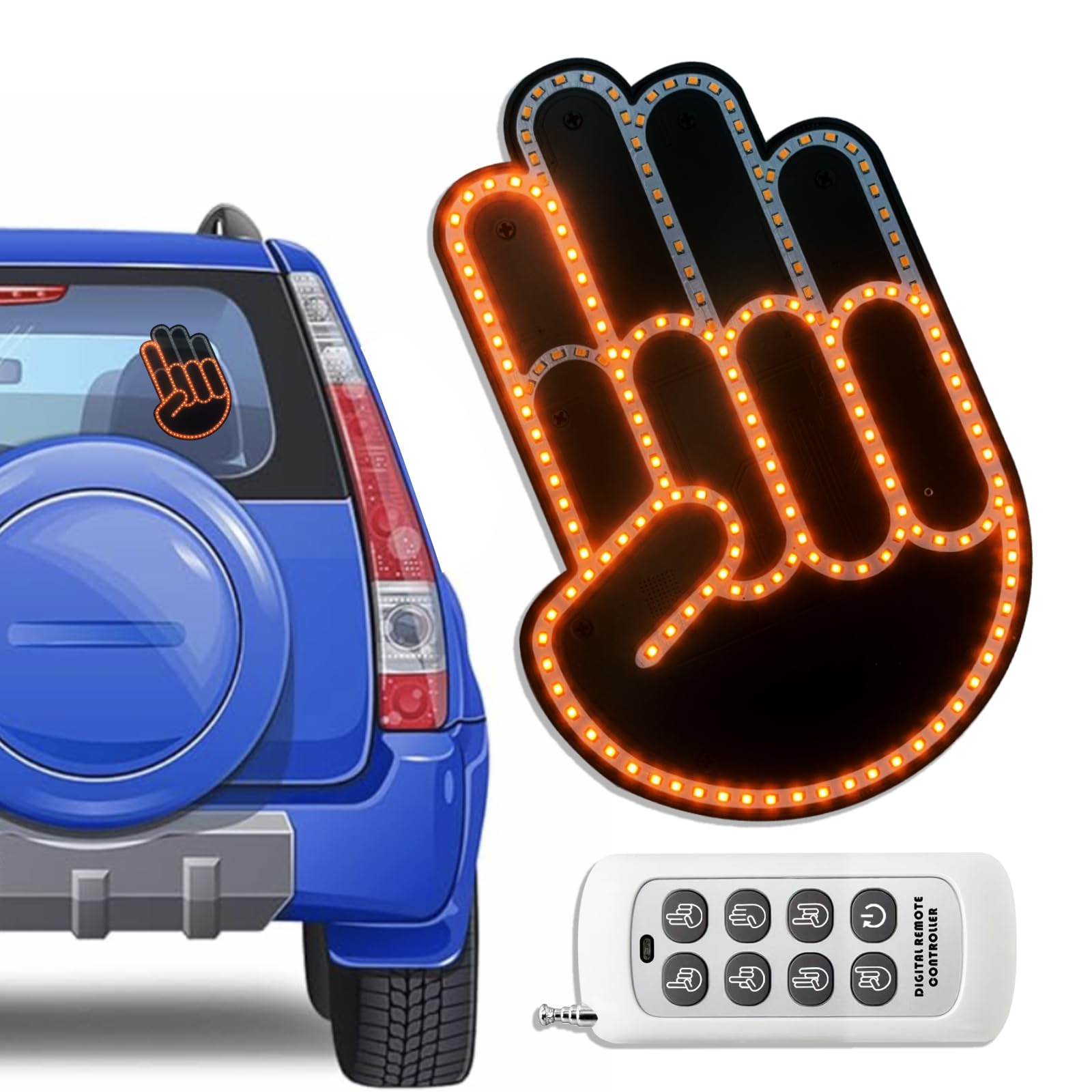 JINCAI Gesture Sign Language Lamp, Fun Led Finger Art Lamp, Car Truck Accessories Gift Gadget, Anger and Love Sign on The Road, Holiday Gift Party Home Decoration Lamp Ambient Light (Y)