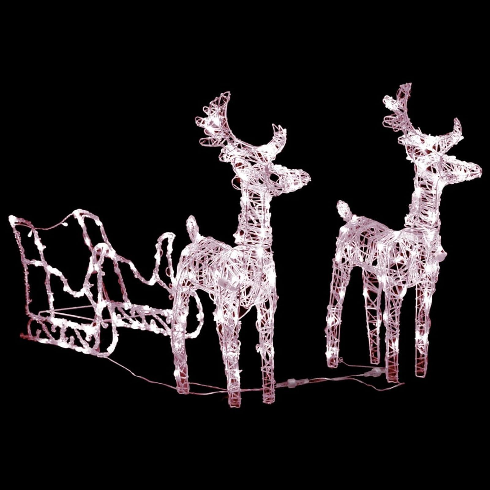Festnight Weihnachten Beleuchtete Aussen Rentiere mit Schlitten Warmweiß 43x11x55 cm (2 pcs) Weihnachtsdeko Aussen Rentiere mit Schlitten Weihnachtsbeleuchtung Außen Rentier weihnachtsfiguren