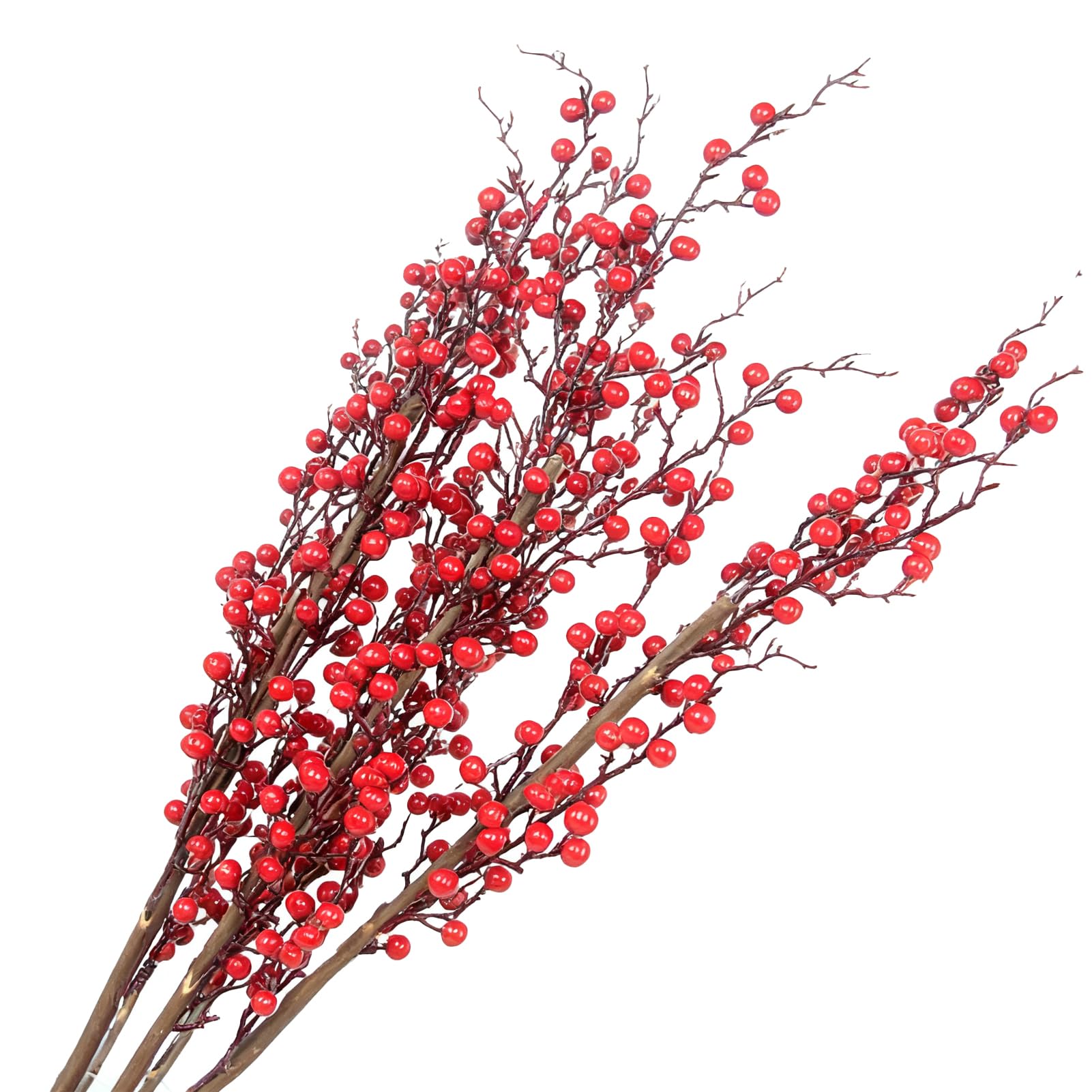 Bacche di Simulazione di Piante Artificiali Vivide Bacche Finte Durevoli Steli di Rosse Fai-da-te per Festival Celebrazioni in Hotel Frutta in Schiuma 2,8 Once (12 forchette di agrifoglio)