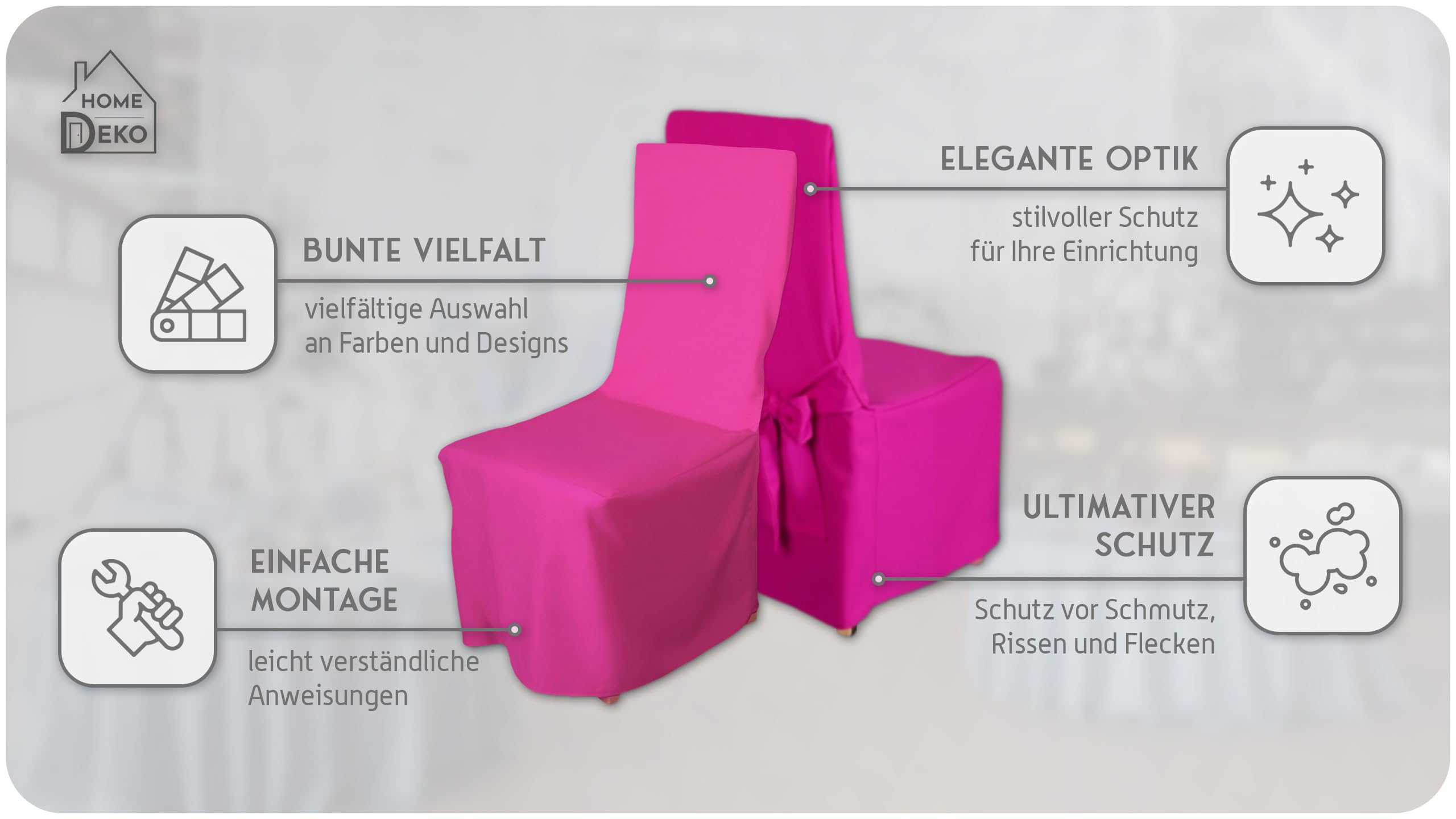 Stuhlhussen mit Schleife, Universal-Sitzbezüge zum Schonen von Stühlen für Wohnzimmer, Esszimmer oder Küche, Perfekt für Anlässe Aller Art, Purpur, 6 Stück