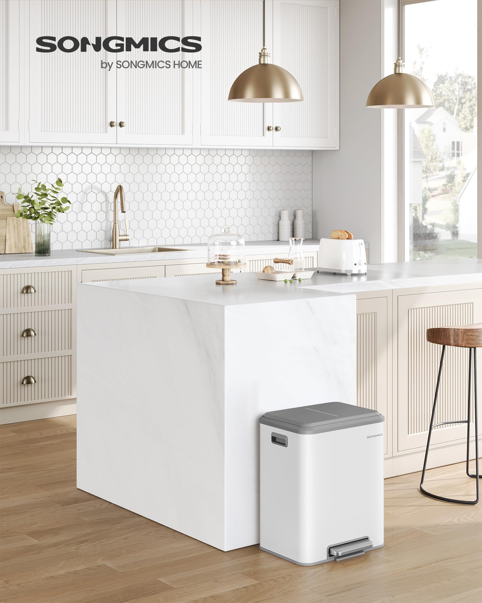 Amazon.co.jp: SONGMICS ゴミ箱 分別 2連 2x15L 蓋付き キッチン