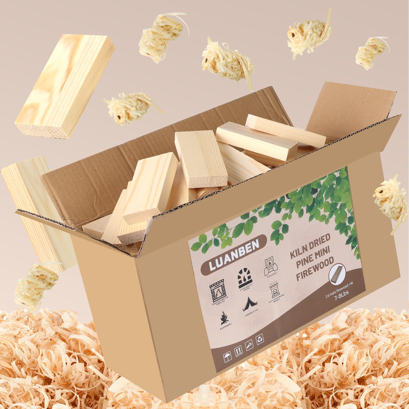 Mini Pine Firewood 3.5" Long Premium Kiln Dried Pine Perfect for Ooni, Solo, Bertello Pizza Oven Fireplace Tabletop Fire Pit Solo StoveMesa Hardwood (3.5" Mini Firewood)