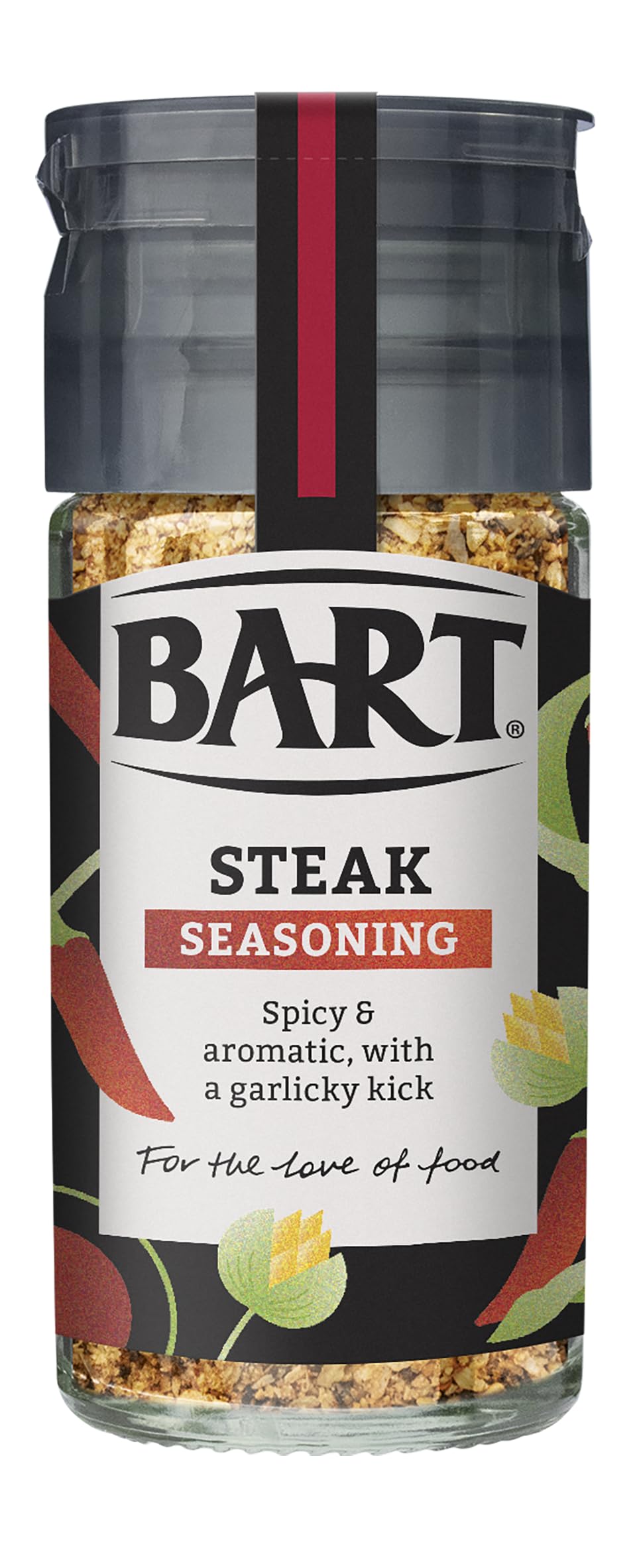 BART Steak Seasoning Jar - Pack of 6 x 46g - Warming Onion & Garlic Seasoning Blend Ideal for Steak, Ribs & Burgers - Mild Heat