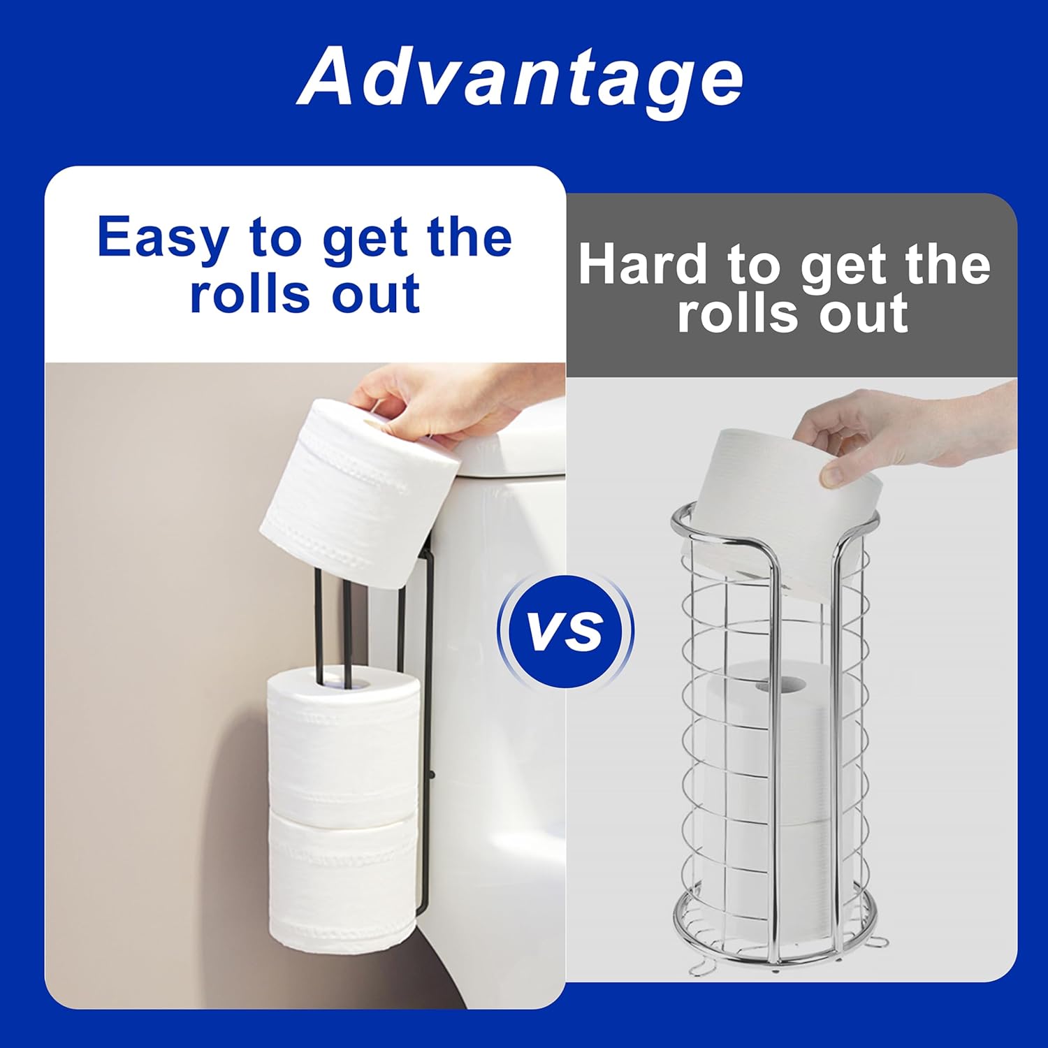 Black Toilet Paper Holder, Bathroom Toilet Paper Roll Holder with Storage Extra 2 Rolls, Over The Tank Toilet Paper Holder with Storage, Stainless Steel, 2Pcs