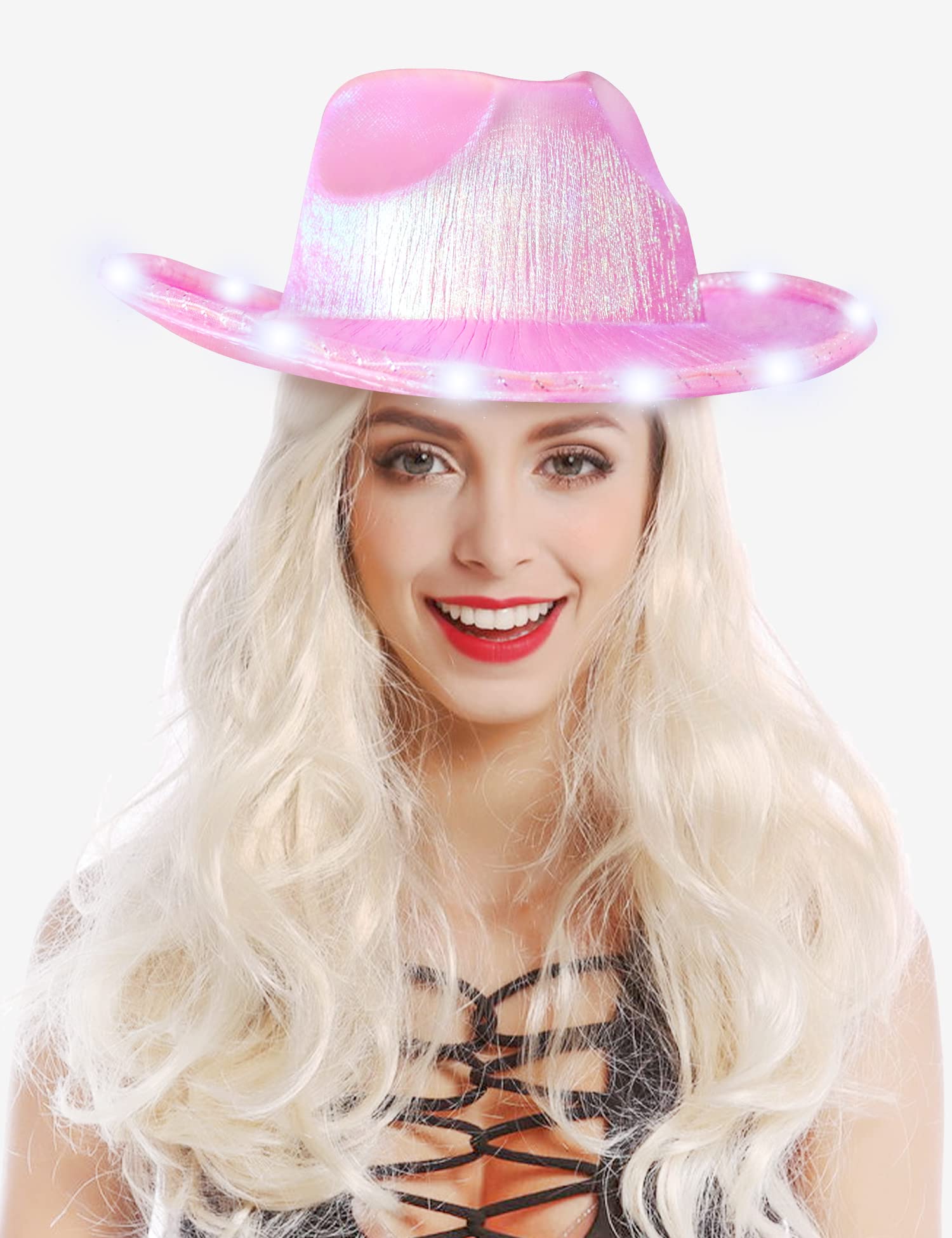 Light Up Cowboy Hat Women's Novelty Cowboy Hats LED Halloween Cowgirl