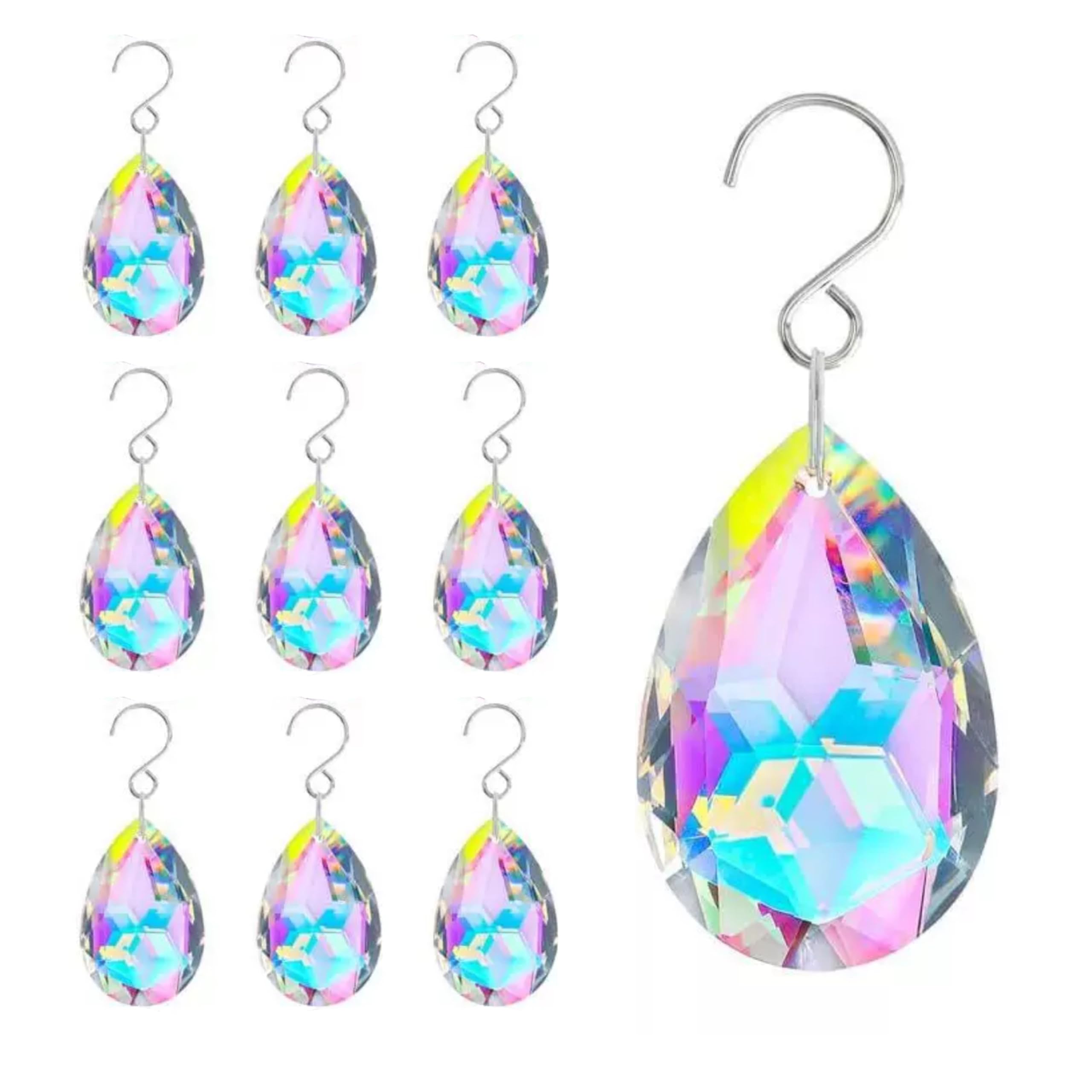 eBoutik - Crystal Eyedrop Prism Suncatcher Hanging Pendants - Wedding Decoration, Valentines, Window Hanging Home Decorations (Rainbow)