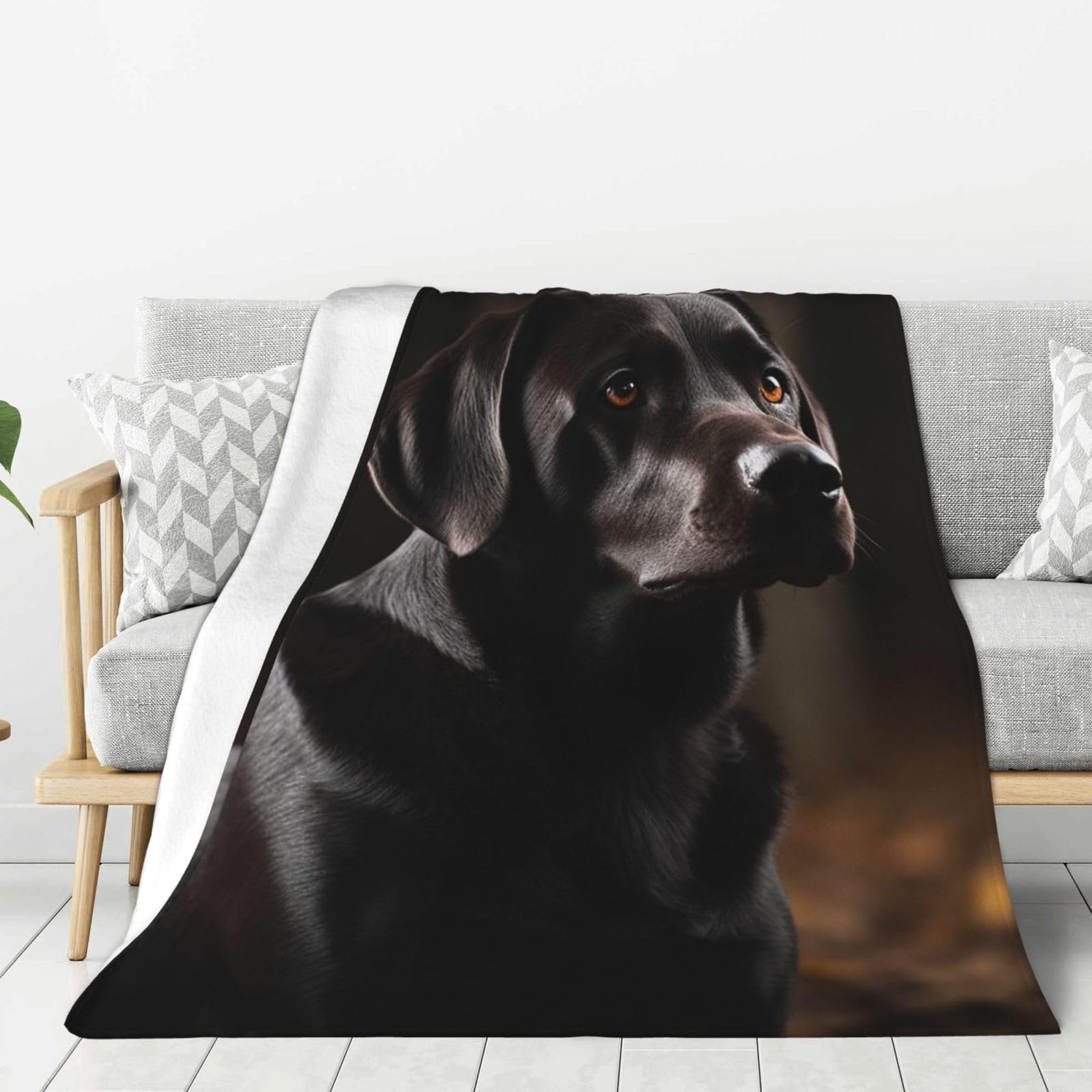 Black Labrador Throw Blanket Plush Flannel Fleece Blanket, Soft Lightweight Cozy Blankets 80"X60" for Bed Couch Sofa Travel