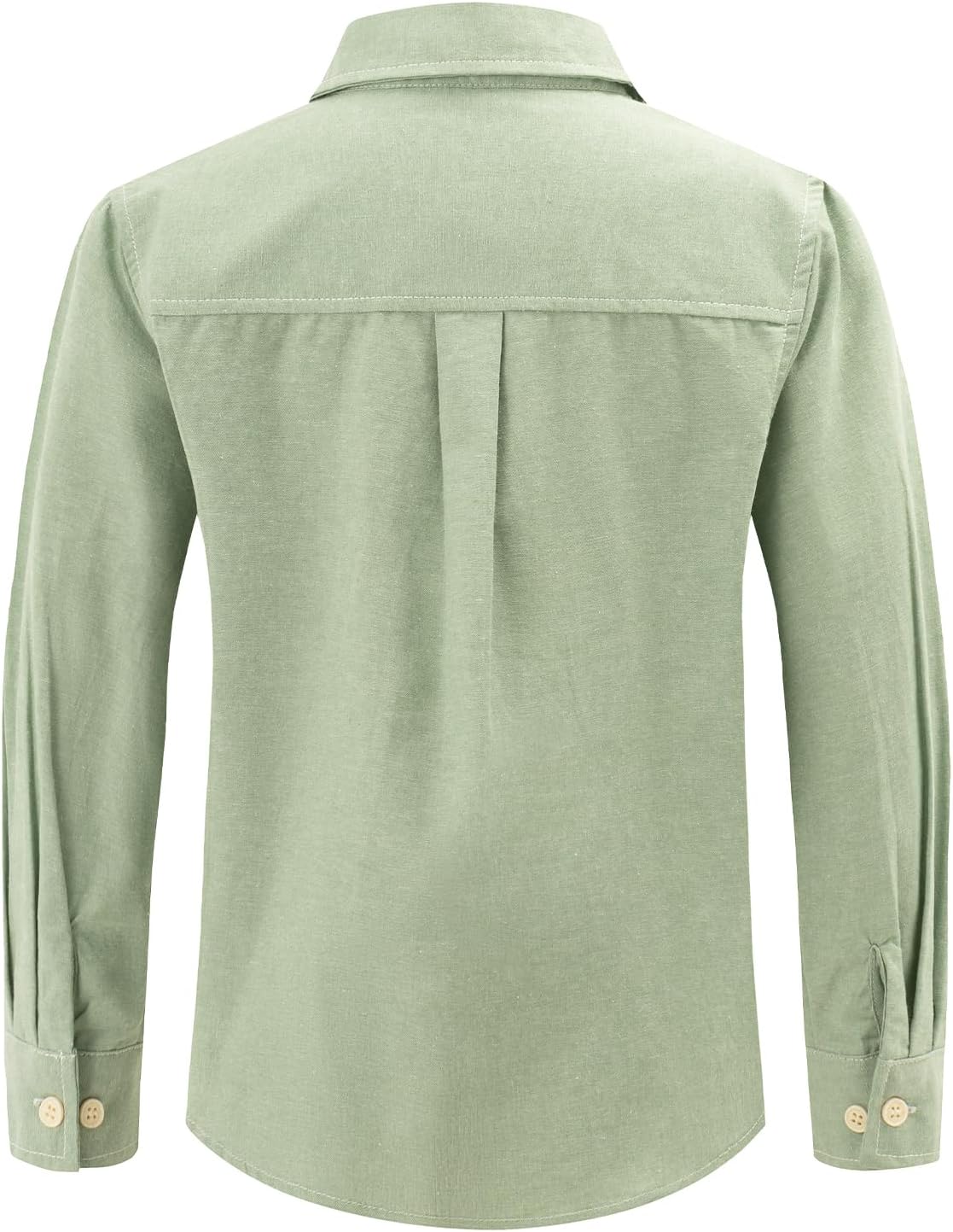 Spring&Gege Boys' Long Sleeve Chambray Shirt Casual Cotton Woven Button Down Shirt with Two Pockets - Image 3