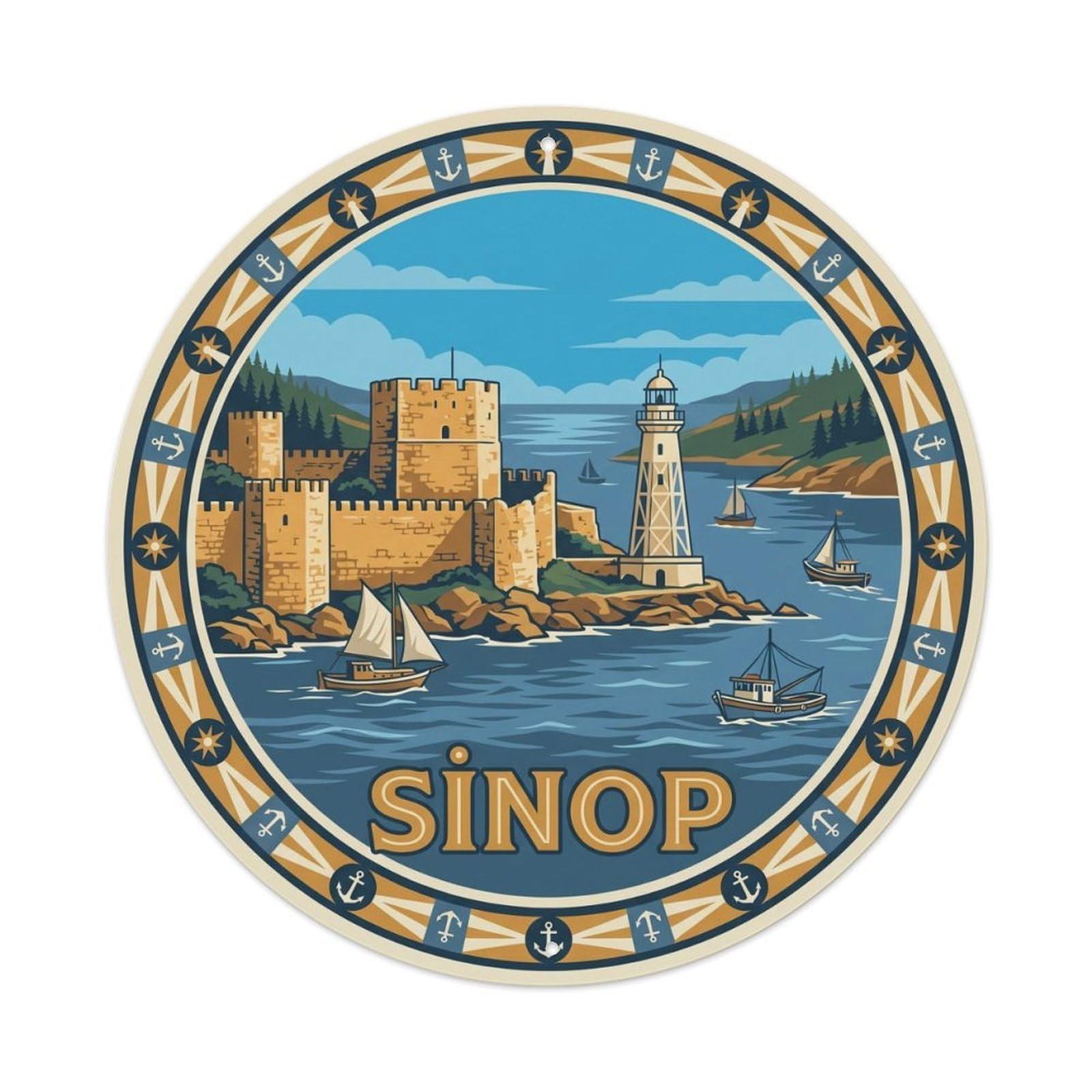 Sinop Northernmost Black Sea Anatolian Scenic Graphic Metal Tin Sign