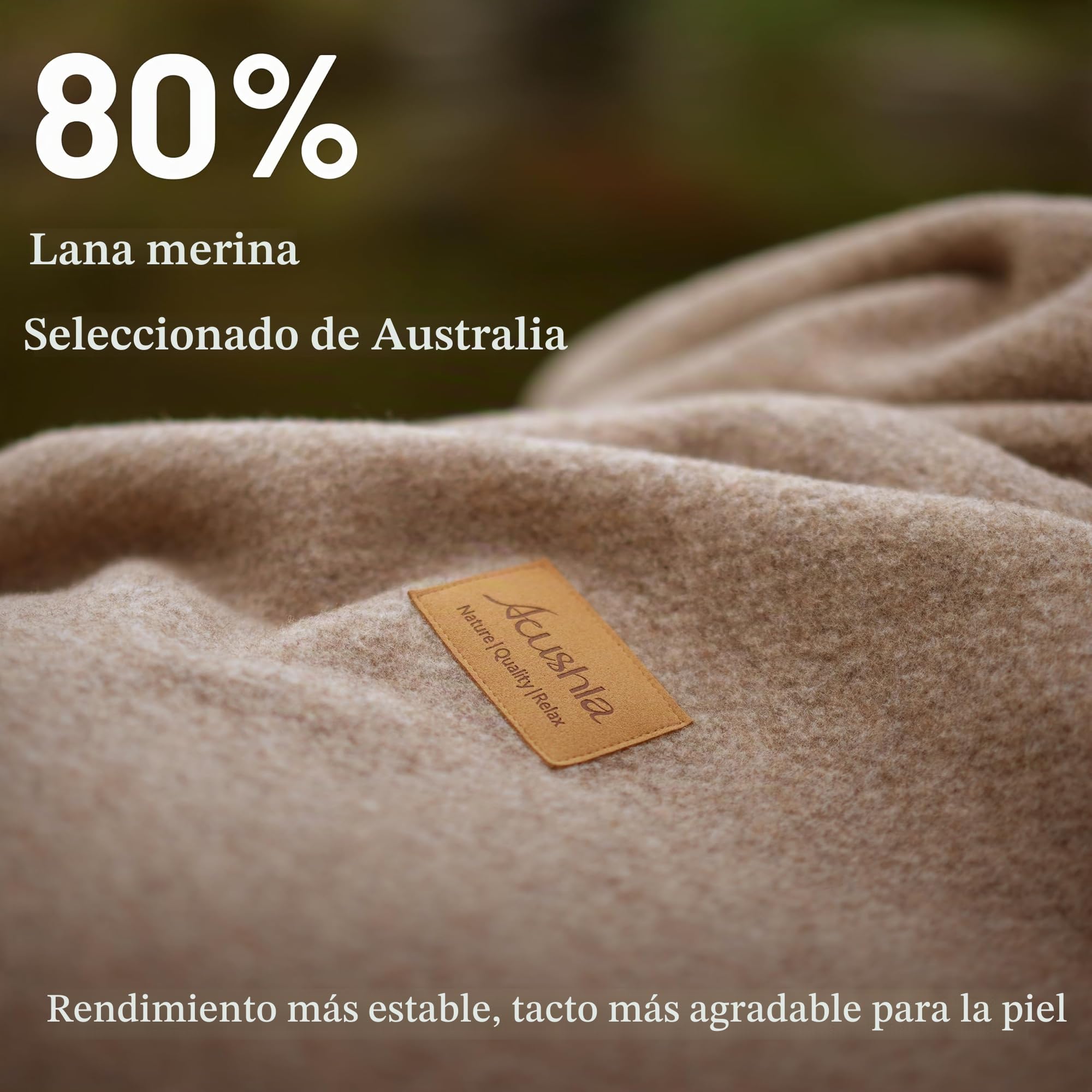 ACUSHLA Manta de Lana Merino para Sofá Cama, Colcha Grande Versátil, Clima Frío, Extragrande 160 x 200 cm, Caqui
