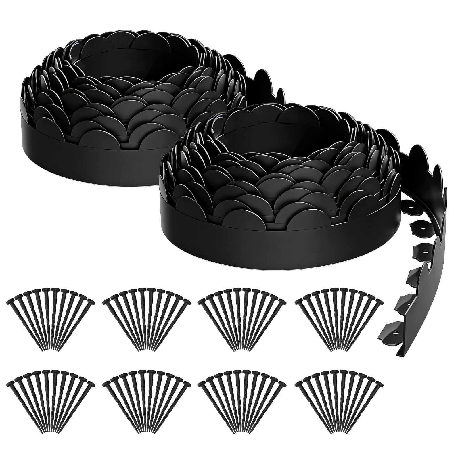 NEYCIL Landscape Edging, 4in Tall Garden Edging, Heavy Duty Lawn Edging Kit, Flexible Plastic Landscape Border for Grass, Yard, Flowerbeds, Gravel, Easy Flex No Dig (Black 66ft)