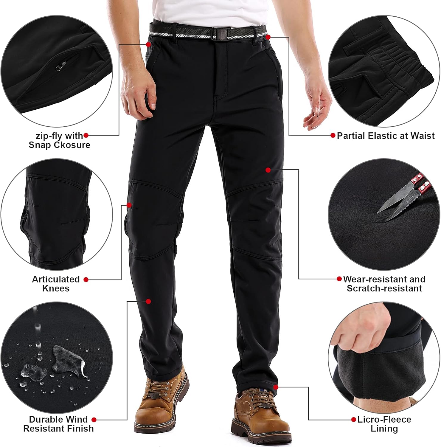 Jessie Kidden Mens Waterproof Hiking Pants Outdoor Snow Ski Fishing Fleece Lined Insulated Soft Shell Winter Pants : Clothing, Shoes & Jewelry