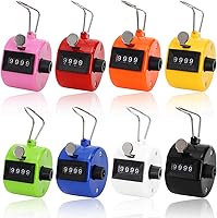 Tebery 8-Pack Assorted Color 4-Digit Hand Tally Counters - Mechanical Palm Clickers for Sports, Coaches, Events & Stats