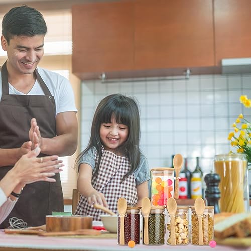 Miniatura 6 de 12 juegos de tarros de vidrio con tapas y cucharas de bambú, recipientes herméticos de vidrio de borosilicato, recipientes de almacenamiento de