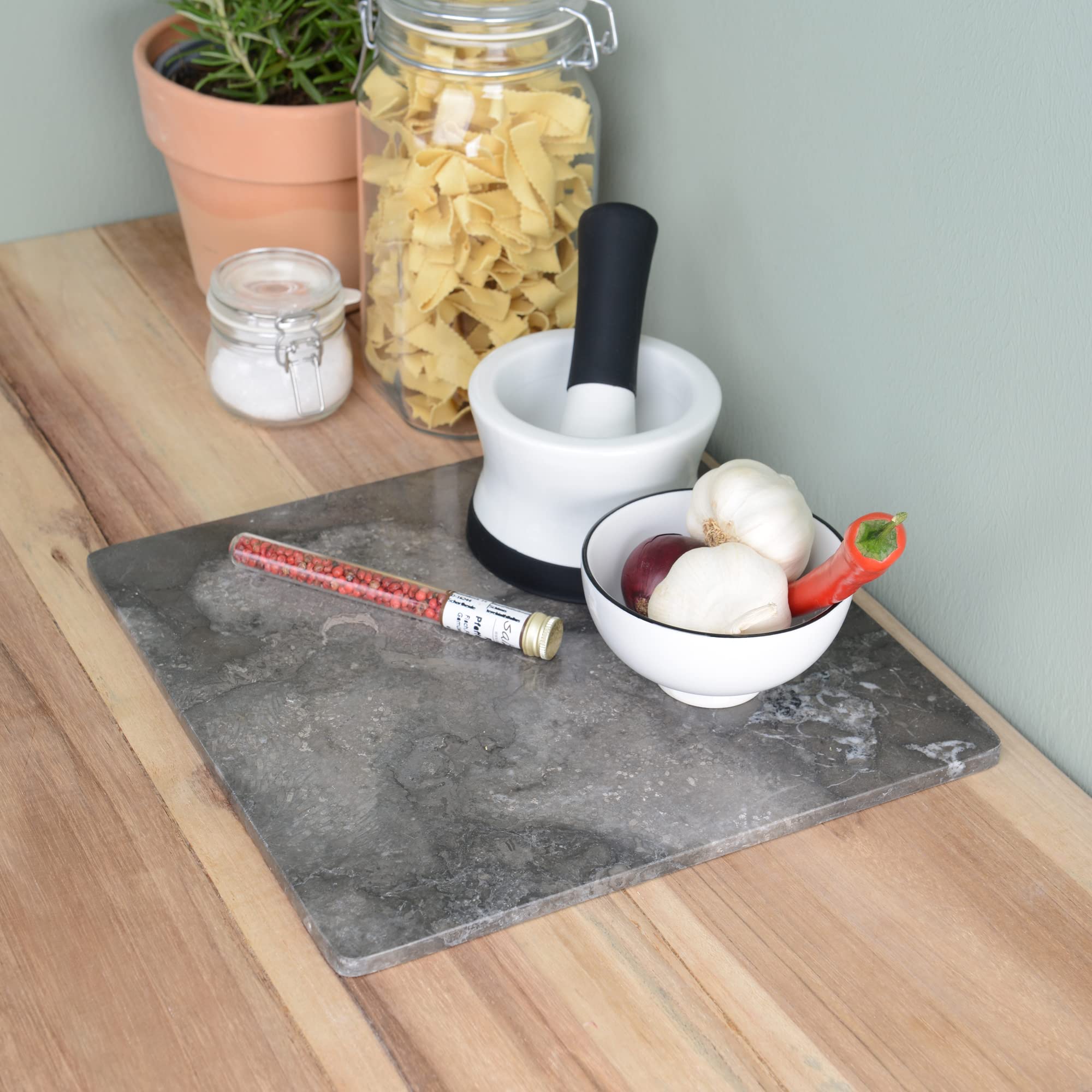 Placa de mármol gris rectangular 30 cm - bandeja de piedra natural plana cocina salón accesorios