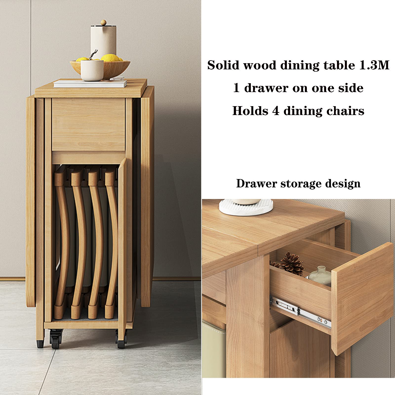 2 Tier Dining Table Foldable 55 Inch Foldable Dining Table With Wheels ...