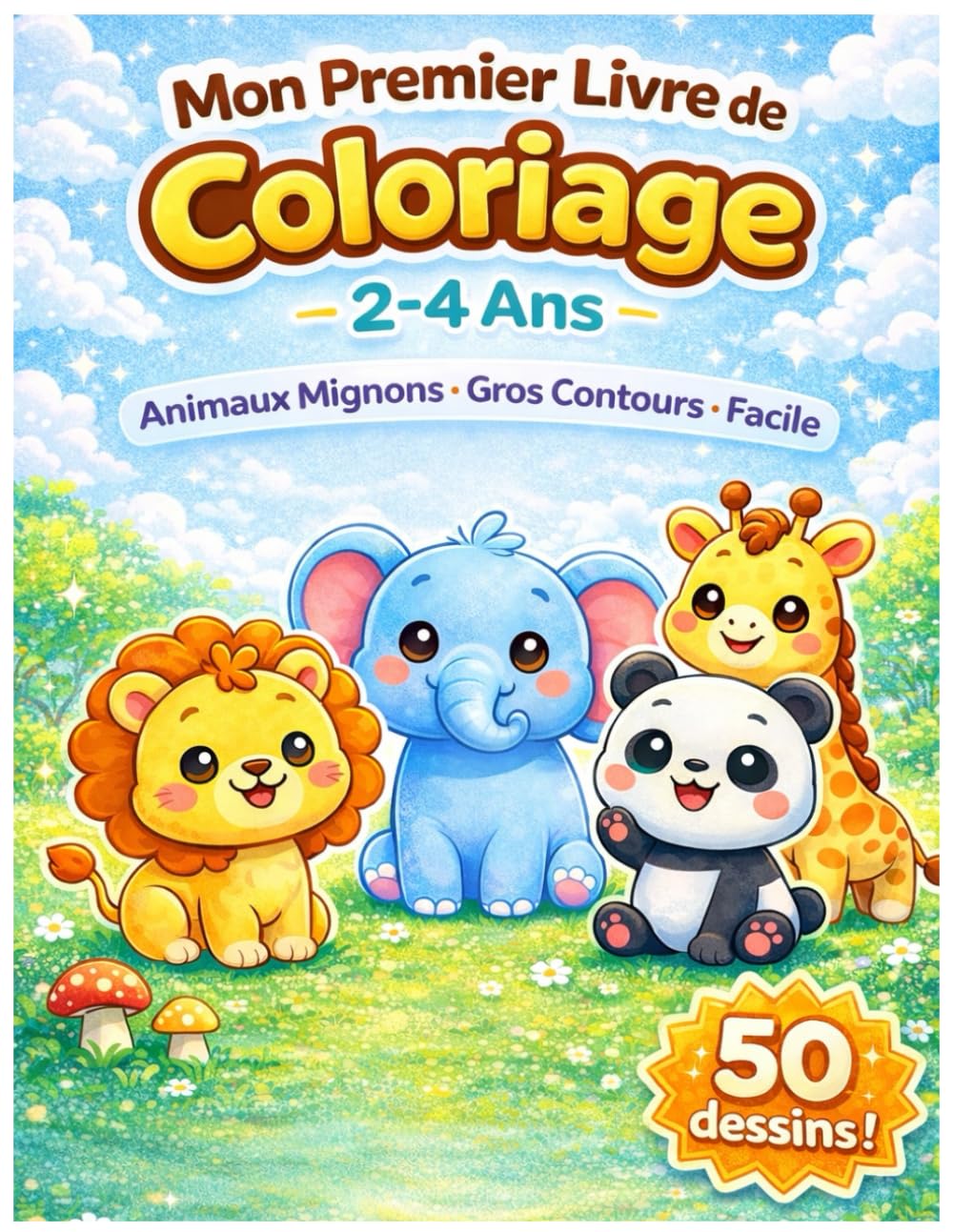Mon premier livre de coloriage animaux 2–4 Ans: Gros contours – Animaux bébé, dessins ultra simples pour les tout-petits