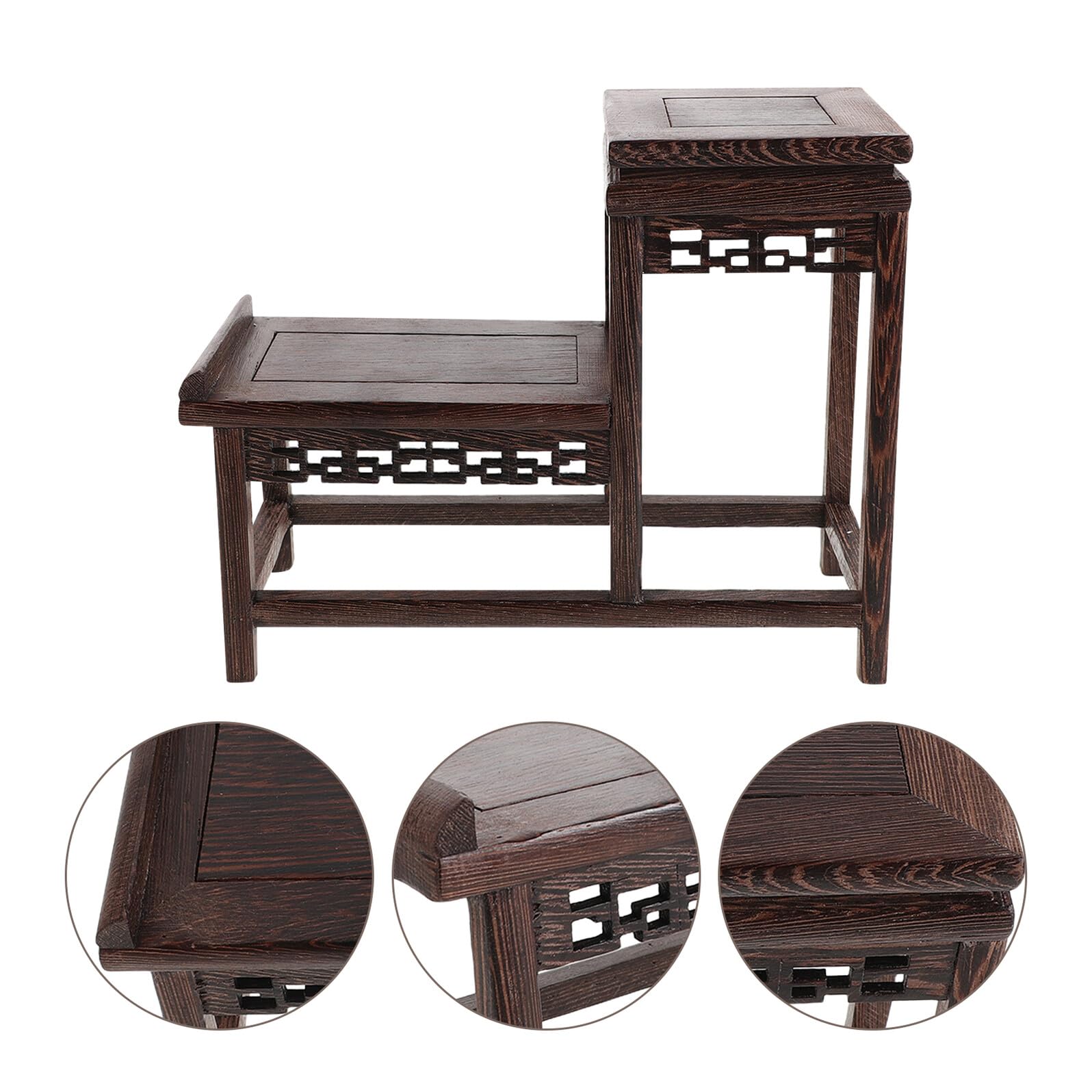 Alipis 2nivel Base de Madera para Esculturas Decorativa Soporte de Pedestal de Madera para Plantas de Interior Elevador de Jardineras para Teteras y Acentos de Sala de Estar