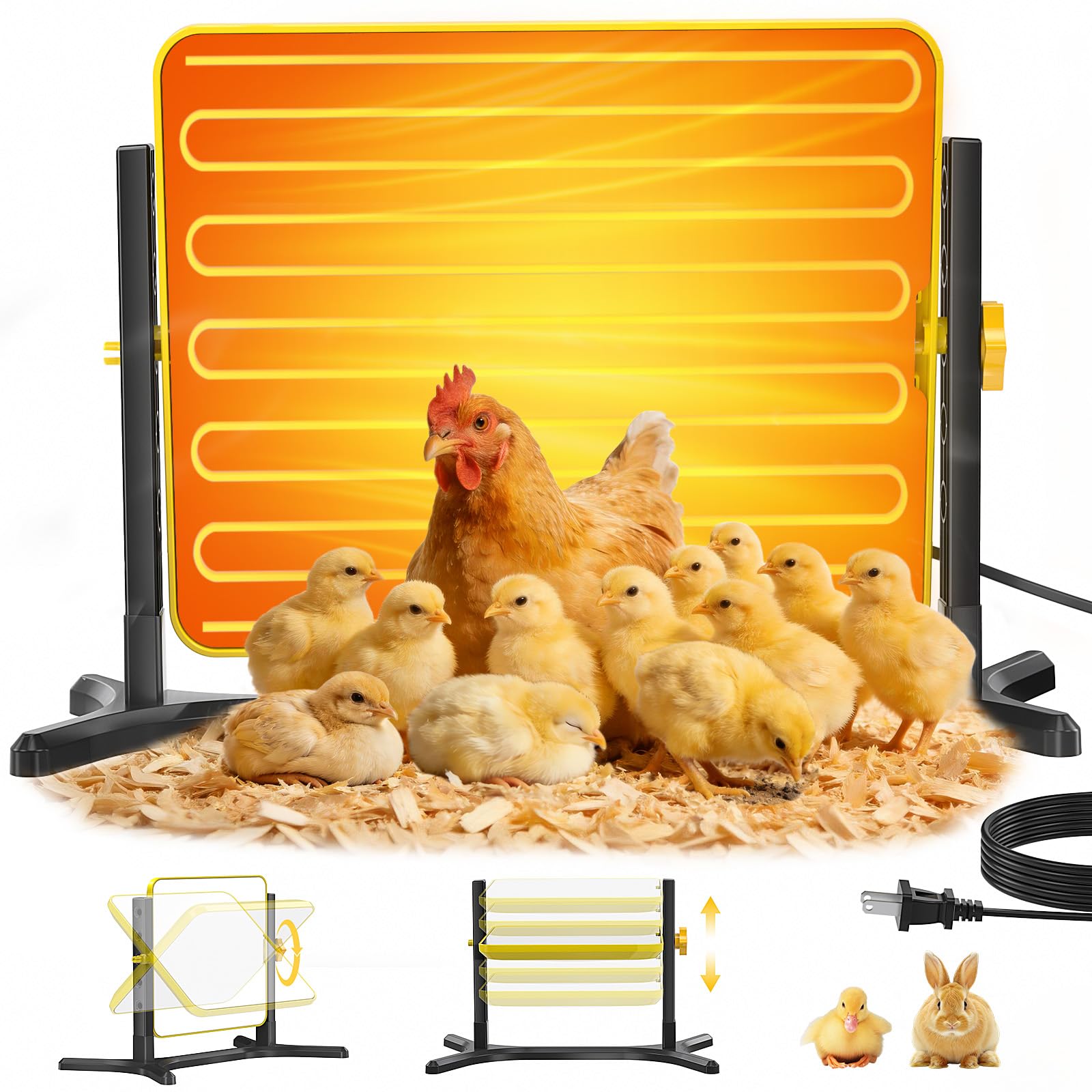 Photo 1 of **MISSING ONE SIDE POLE***Lobeline Chick Brooder Plate, 50-158°F Brooder & Chicken Heater for Coop with Smart Thermostat, UL Certified Radiant Chick Heat Plate for Poultry, 5-Height & 360° Adjustable Angle, Winter Heating