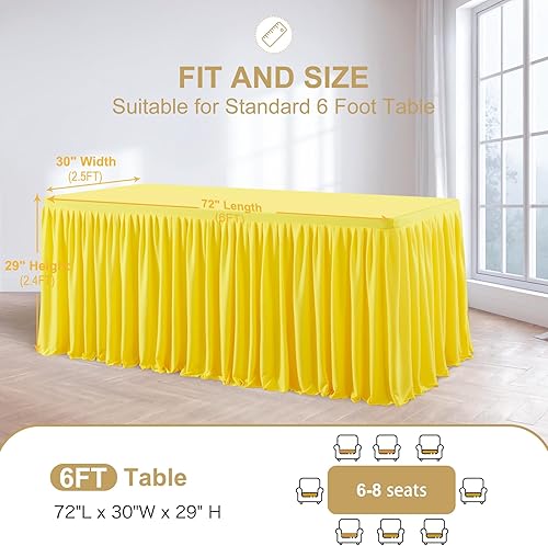 Miniatura 55 de Wish Care Paquete de 2 manteles rectangulares negros para mesas de 6 pies, manteles ajustables de poliéster elásticos 6T para fiestas, bodas, ferias