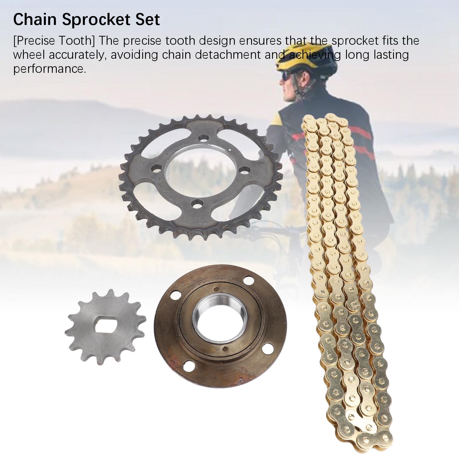 420 Chain Sprockets Set 96 Links Chain ID 12x17mm 14T Front Sprocket 36T Rear Sprocket Toothless Flywheel Kit