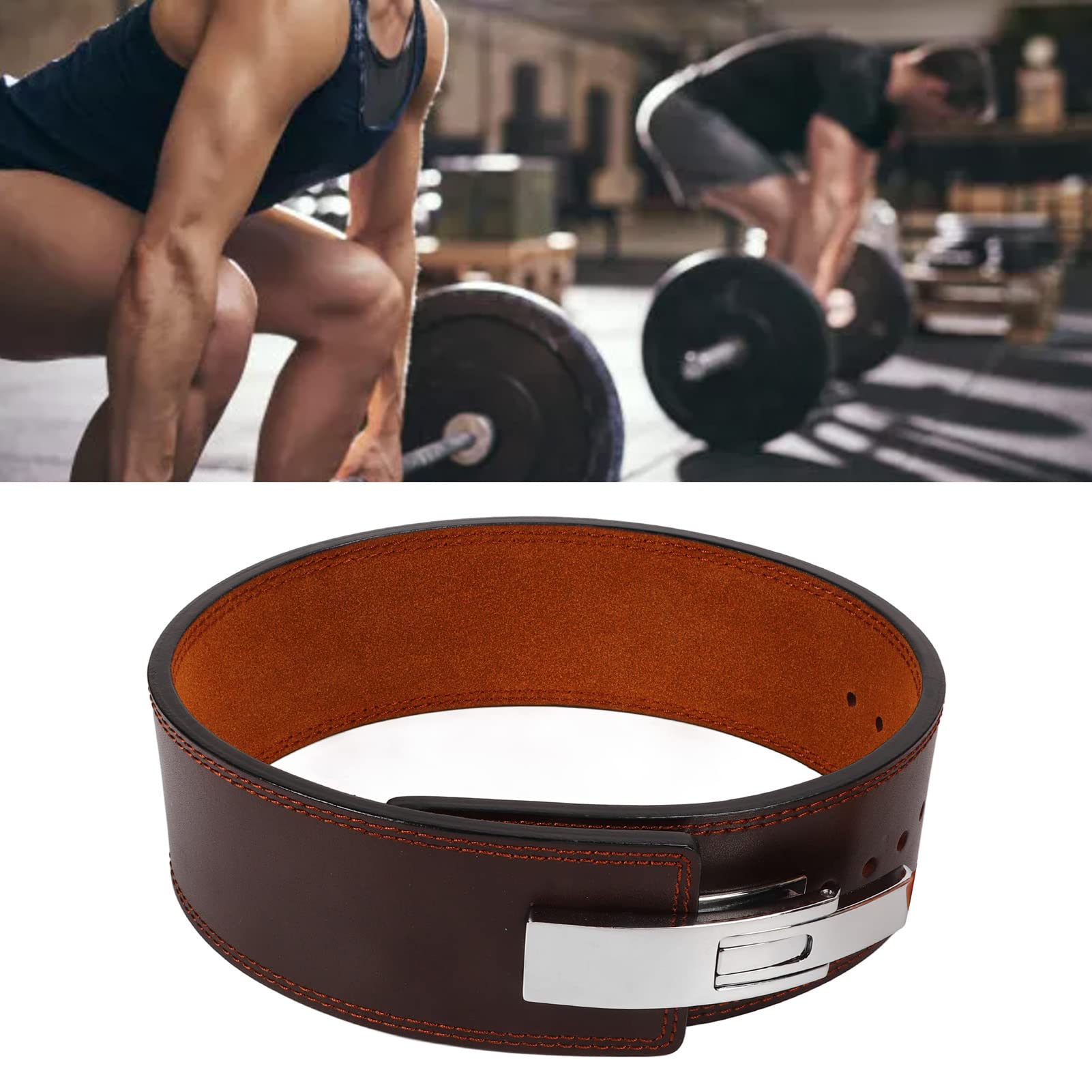 KANASI Cinturón de levantamiento de pesas de cuero, cinturón de entrenamiento de soporte lumbar ajustable para entrenamientos de fuerza, sentadillas, peso muerto, culturistas