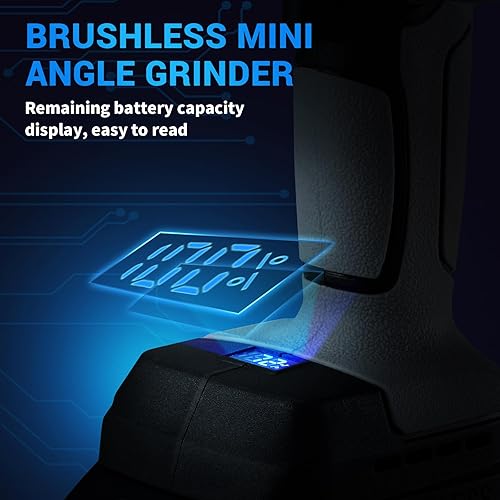 Miniatura 4 de Amoladora angular sin escobillas, mini amoladora angular inalámbrica cepillada con 2 discos de 5 cortes, batería de 16.8 V 2000 mAh, amoladora