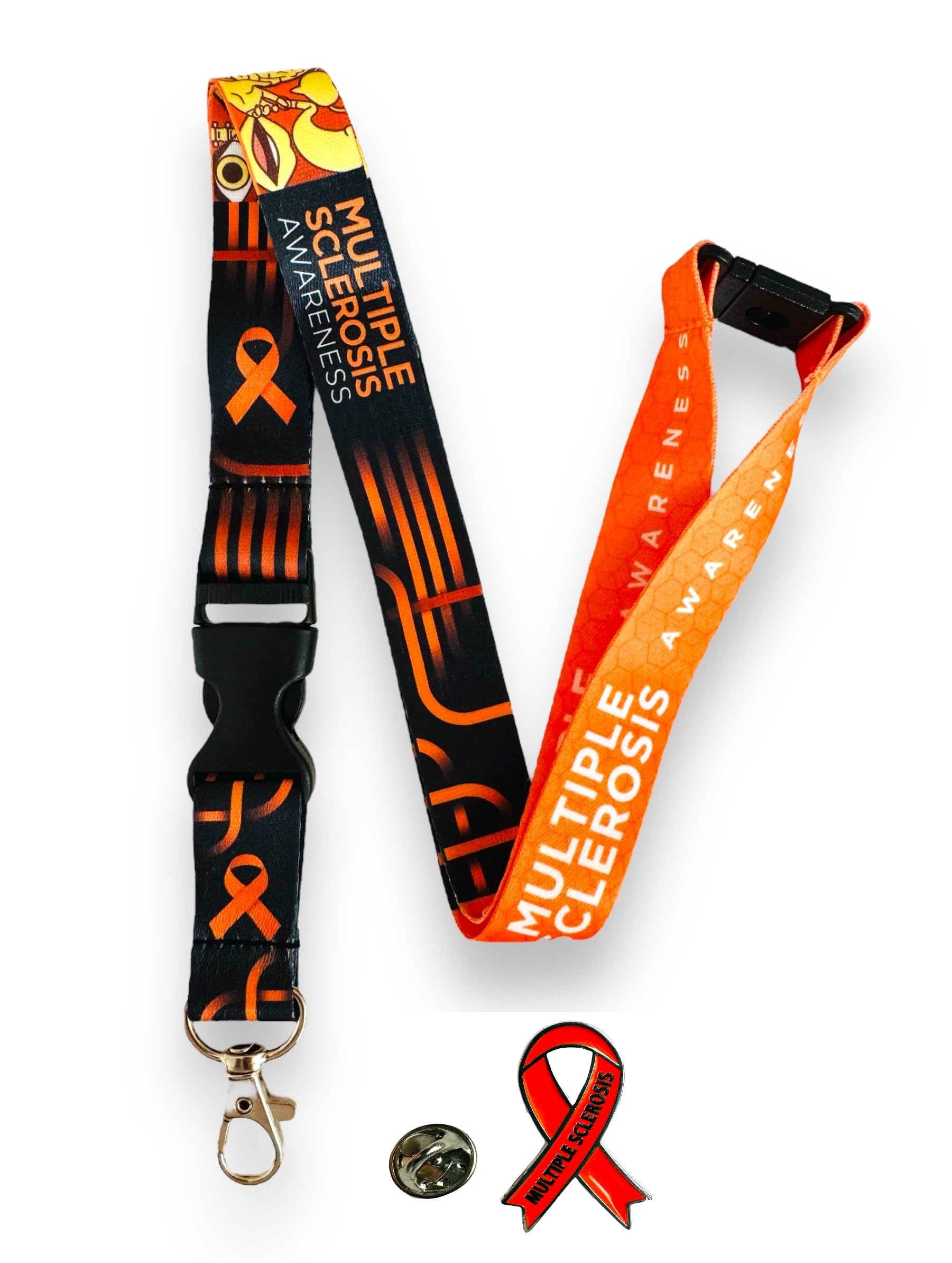 PAC Supplies Global Multiple Sclerosis Awareness Badge and Lanyard Set, Pin Included