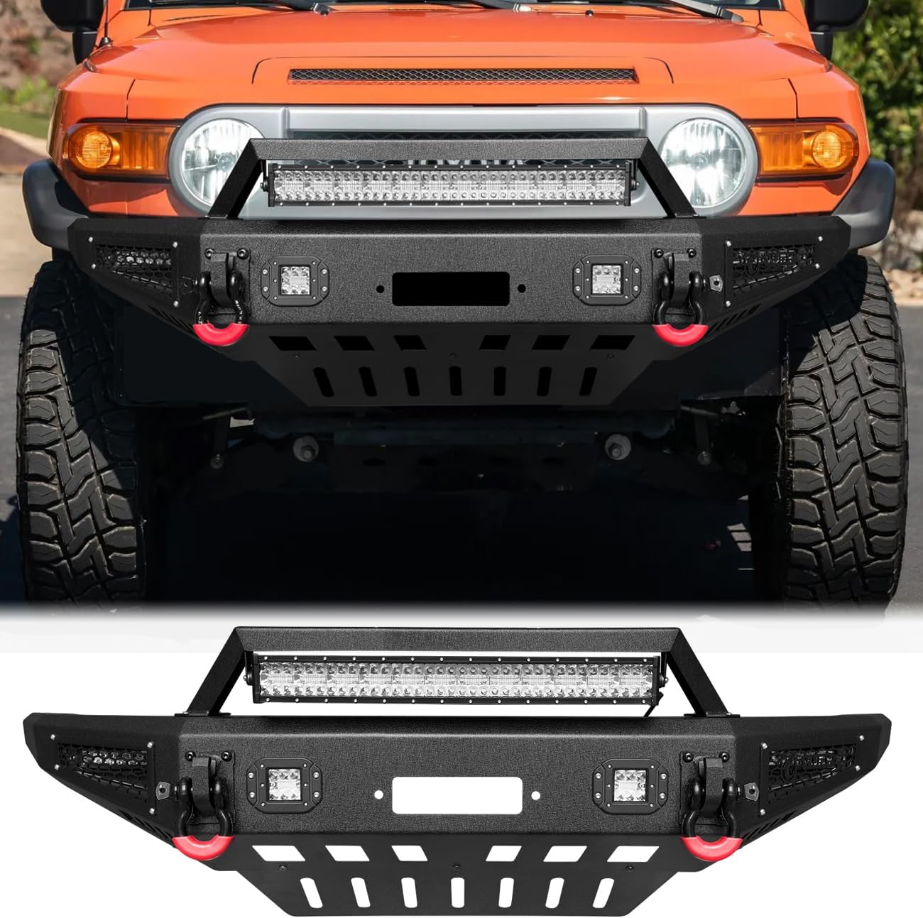 Vijay Front Bumper Fits 2007-2014 FJ Cruiser with Winch Plate and Lights
