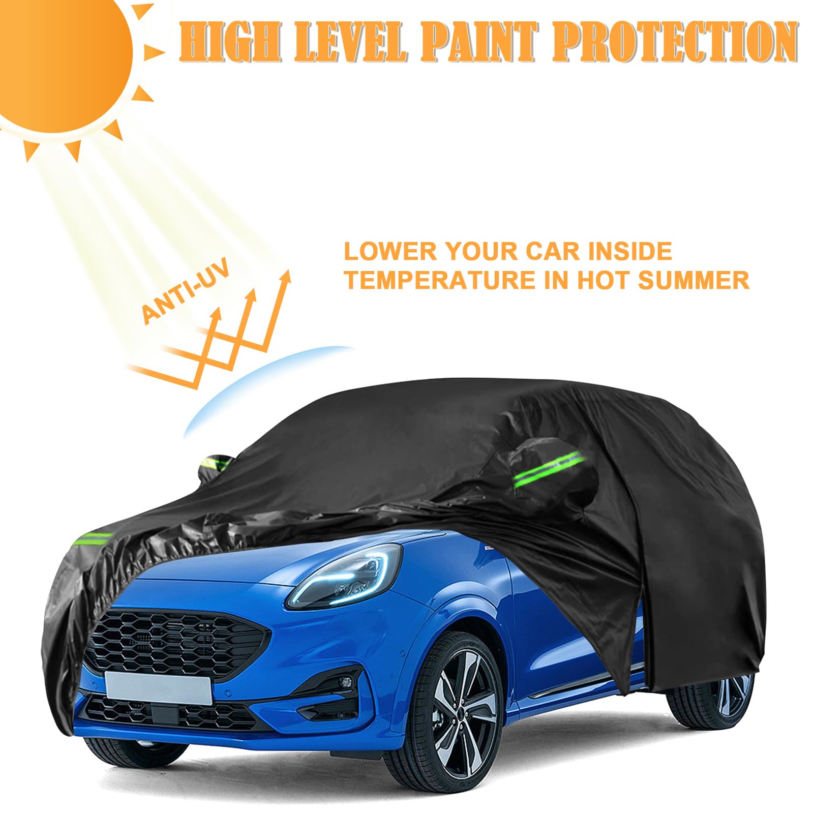 2019-2026 Ford Puma wodoodporny pokrowiec na samochód zewnętrzny z paskiem odblaskowym