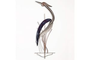 T.I. Design Graceful Heron Silhouetted Coastal Metal Wall Art