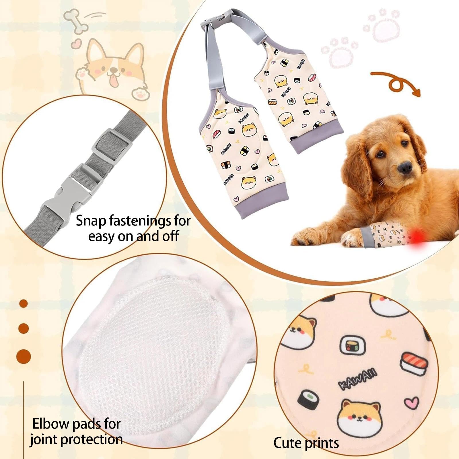 Recovery Sleeve ochraniacz na łokcie, z siateczką, regulowany bandaż na kolano dla psów średnich i dużych psów, zapobiega lizaniu ran