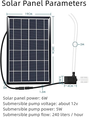 Miniatura 7 de Fuente de agua para exteriores alimentada por energía solar, fuente de bambú zen con bomba, panel solar de 6 W, filtro de agua y tubo de agua de 6.6