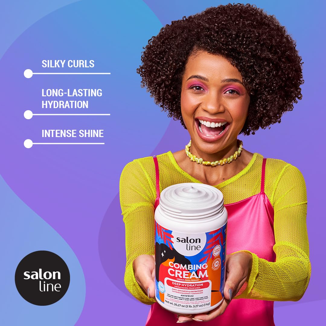 Salon Line, Hair Cream, Leave-In Cream, Deep Hydration, Vegan – Wavy Hair, Curly Hair & Coily Hair, 35.27 Oz