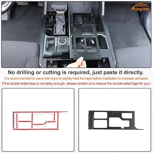 Vista 25 de Aunginsy Cubierta de panel de palanca de cambios de control central, compatible con Toyota Tundra/Sequoia 2022-2024, consola de palanca de cambios