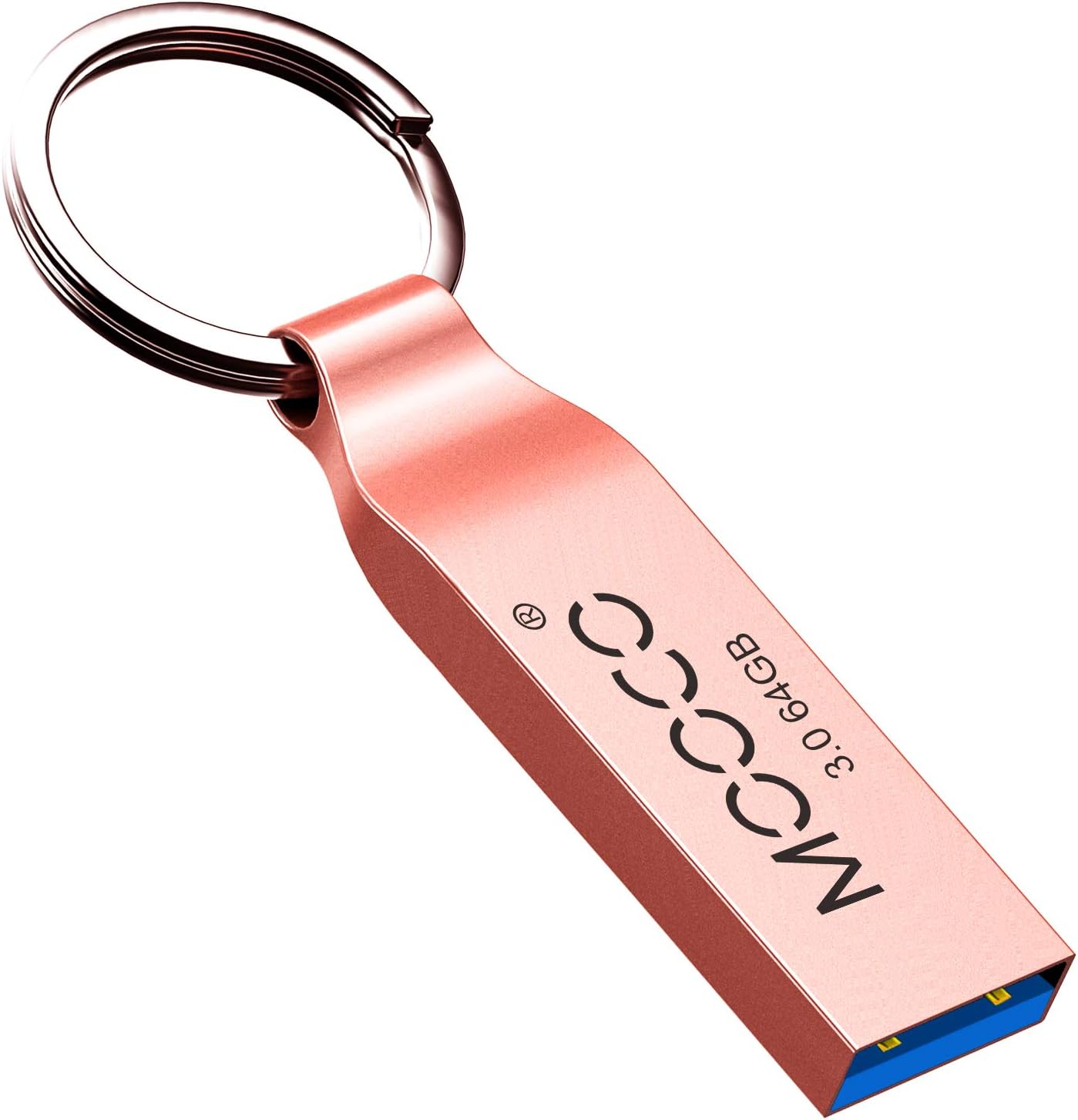 Metal USB 2.0 64GB Flash Drive Bulk Waterproof Thumb Drive Jump Drive Pen Drive Memory Stick Keyring,Silvery. (64GB, Rose gold USB2.0)
