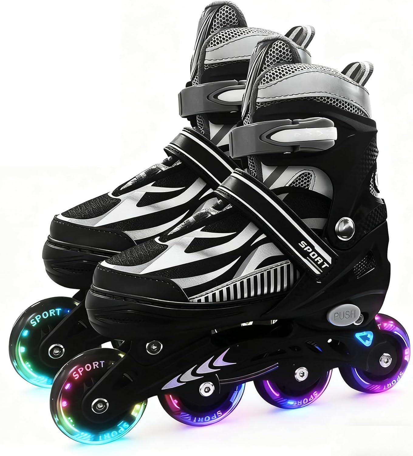 Adjustable Inline Skates for Boys Girls Ages 4-16, All 8 Wheels of Inline Roller Skates Light Up, Roller Skates Blades for Youth Kids Indoor & Outdoor Beginners