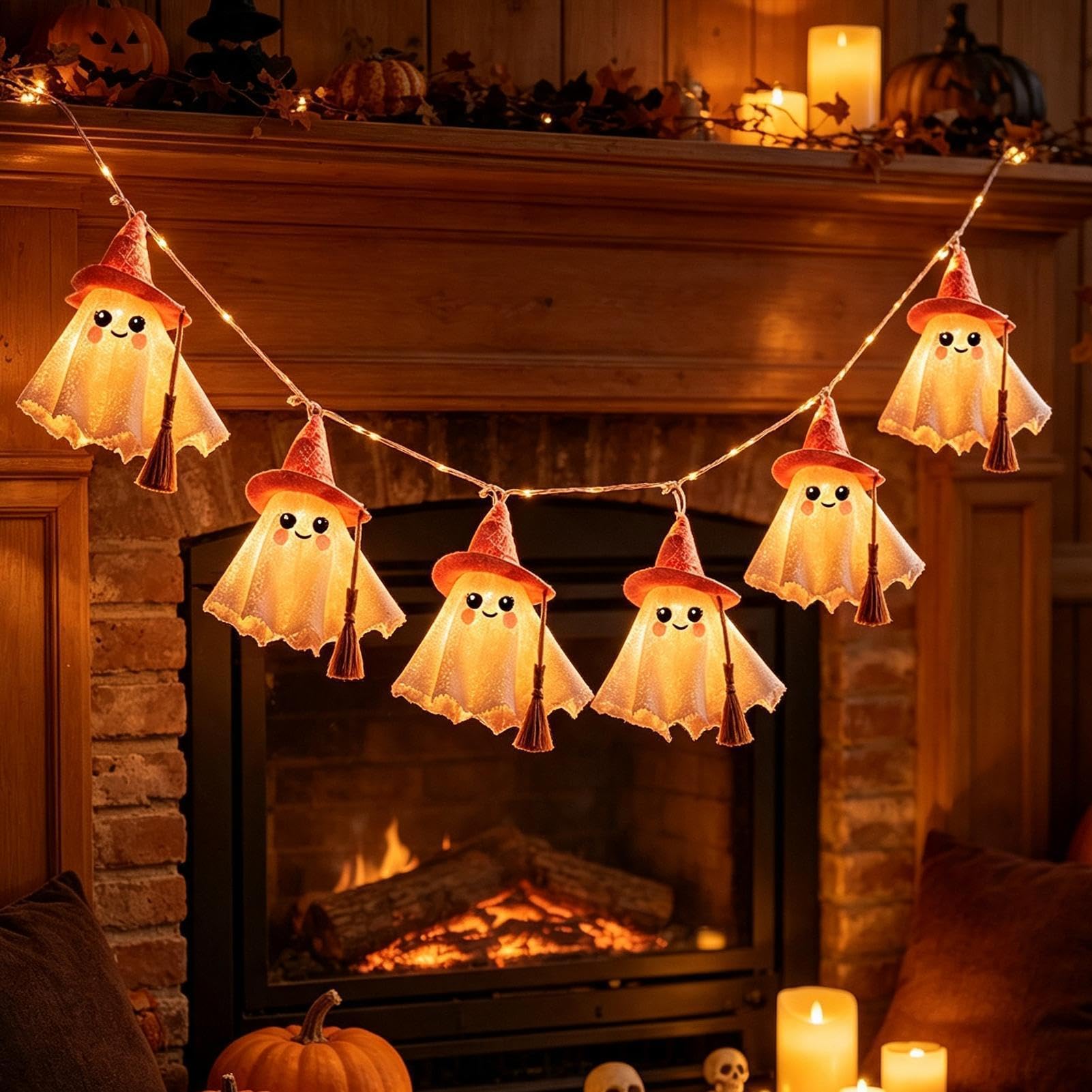 a filo di Halloween 181,9 cm Ghirlanda Luminosa con Fantasmi Spaventosi