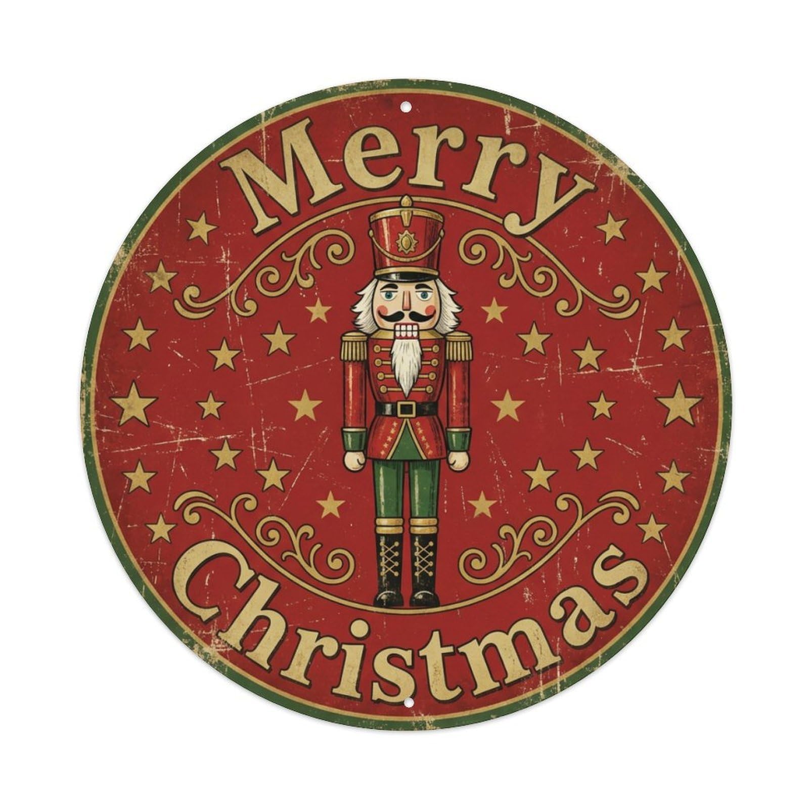 Merry Christmas Nutcracker Soldier Metal Tin Sign