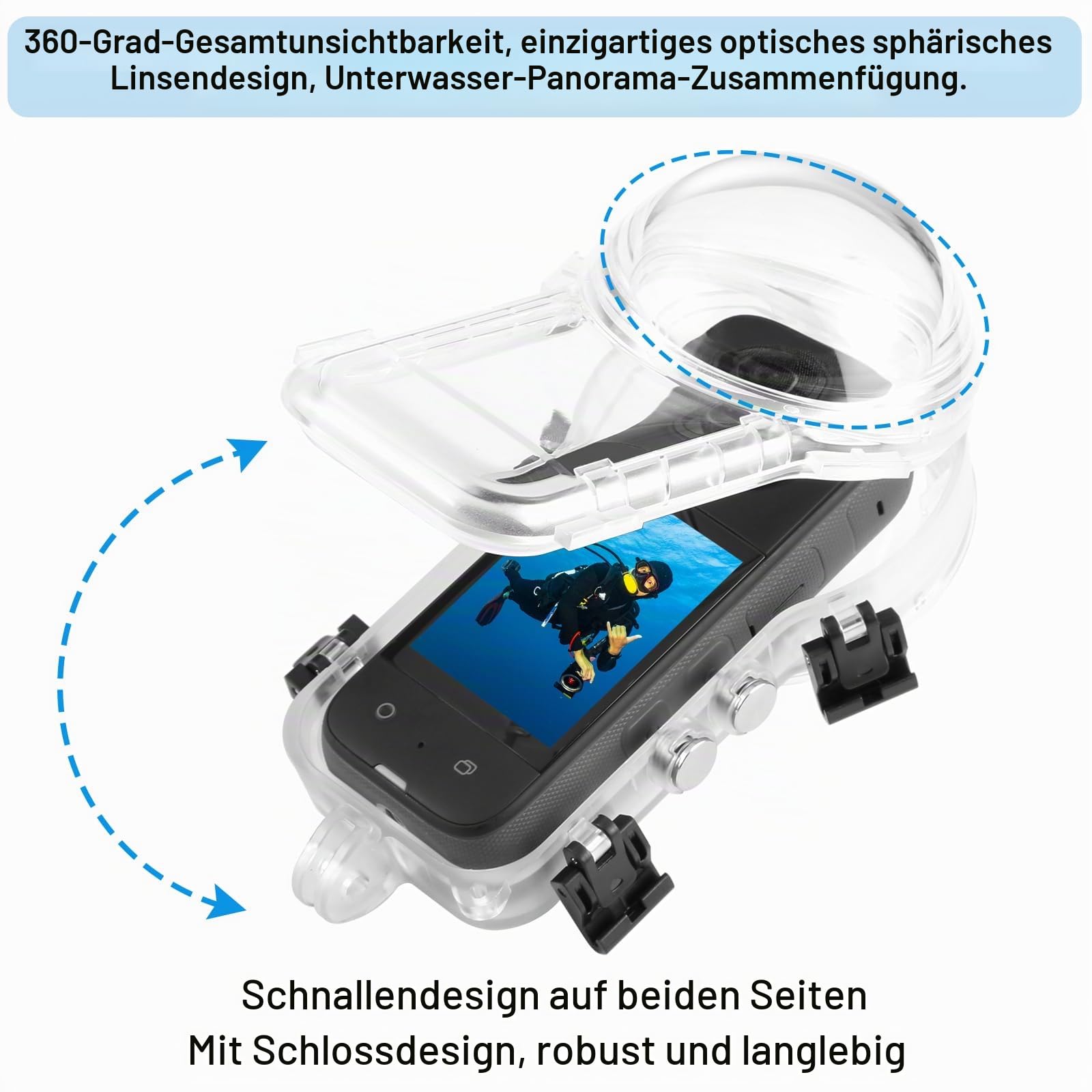 PULUZ wasserdichte Tauchtasche für Insta360 X4, 50 m Unterwasser-unsichtbare Tauchhülle für Insta360 X4 Kamera-Zubehör, versiegelte Schutzhülle, Gehäuse, 360-Grad-Fotografie