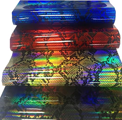 Miniatura 5 de JINR - Hojas holográficas de piel sintética dorada, 12 x 53 pulgadas, rollo de tela de poliuretano iridiscente para manualidades, aretes, lazos,