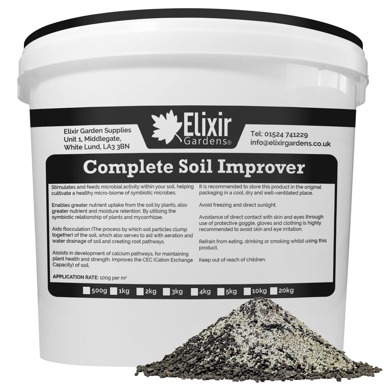 Elixir Gardens Complete Soil Improver & Granular Compost Conditioner | Containing Seawed Meal, Rockdust, Zeoplites, Gypsum & Mycorrhizae | Sizes from 500g-20kg | 500g Tub