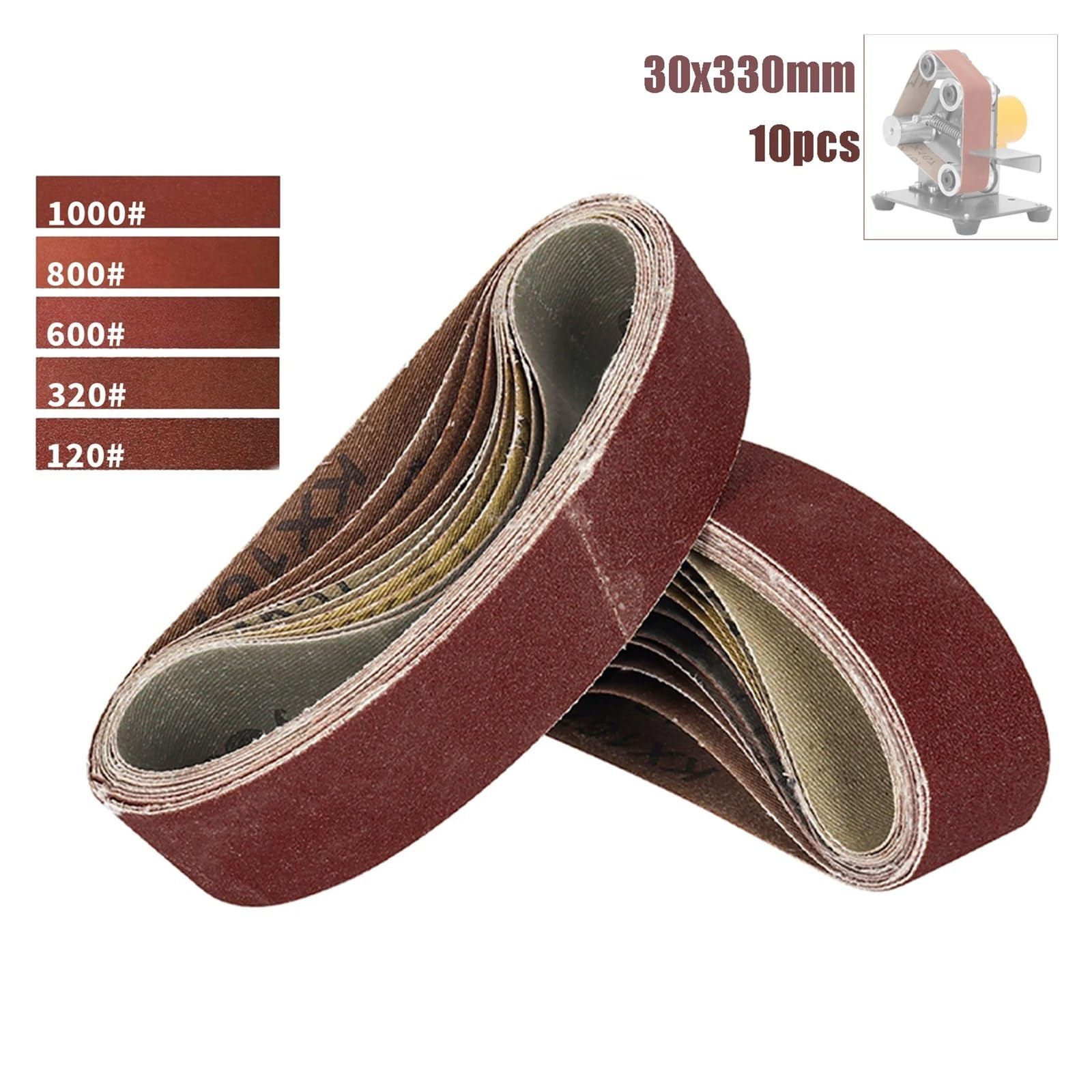 10 szt. 30 x 330 mm pasy szlifierskie szlifierka taśmowa specjalne materiały ścierne do maszyny polerskiej metalowe ostrze do obróbki drewna szlifowanie (P60010PCS_30X330MM)
