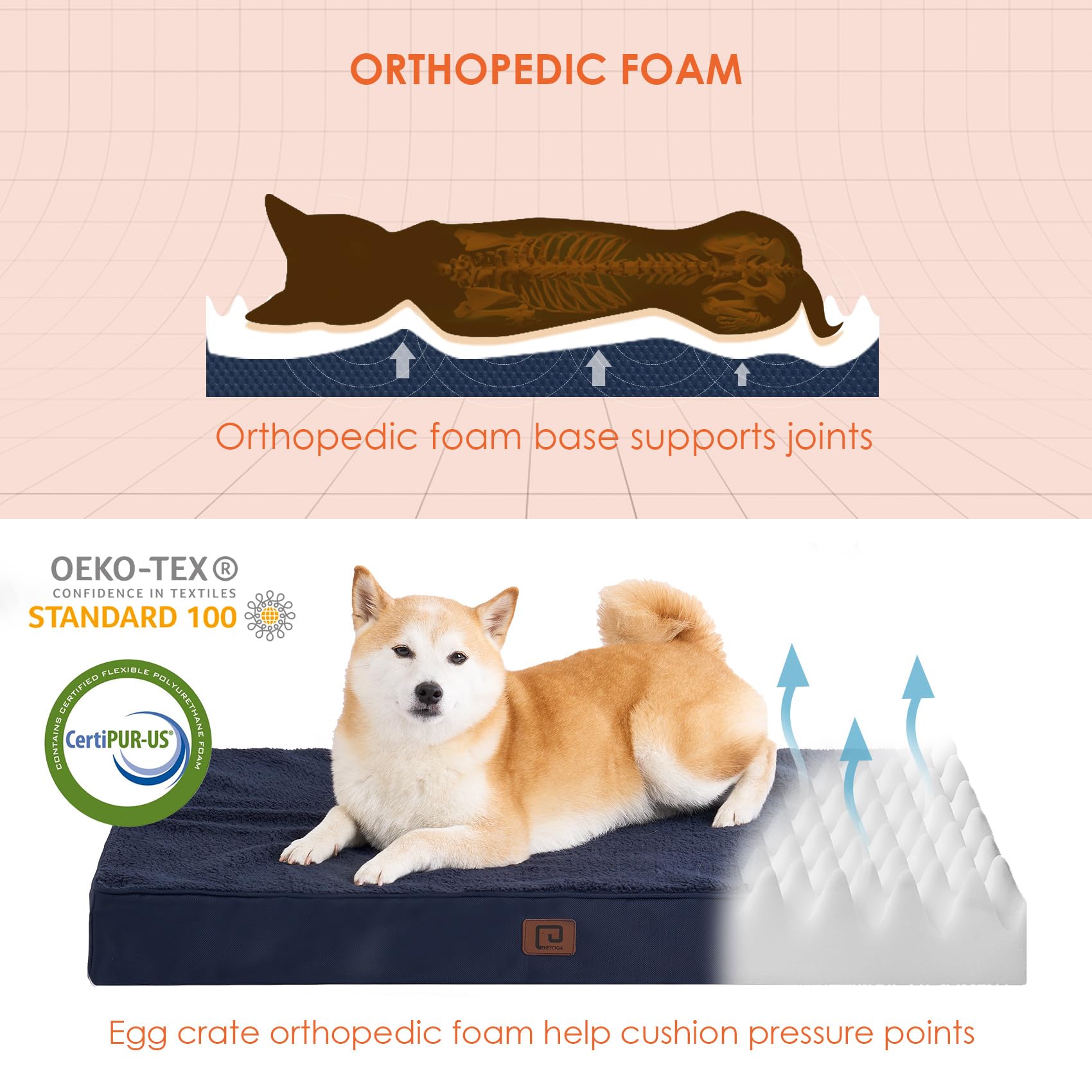EHEYCIGA Orthopedic XXL Dog Beds For Jumbo Dogs