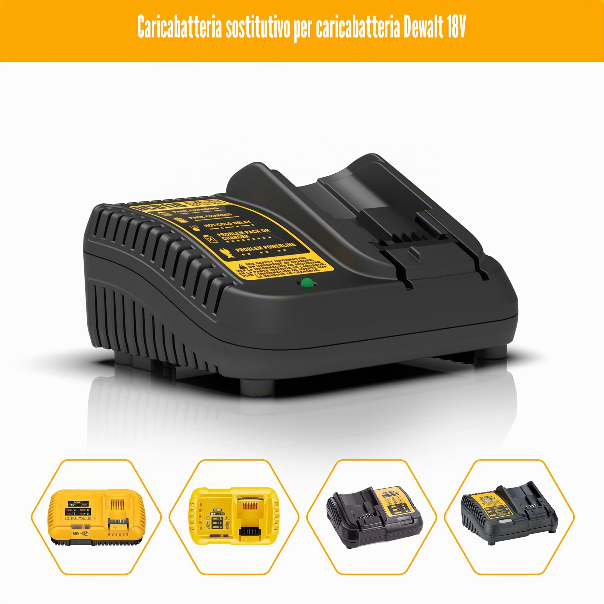 Energup 2 Pezzi 18V 5500mAh Batteria per Dewalt Batteria 18V con Caricabatterie DCB184 DCB180 DCB181 DCB182 DCB183 DCB205