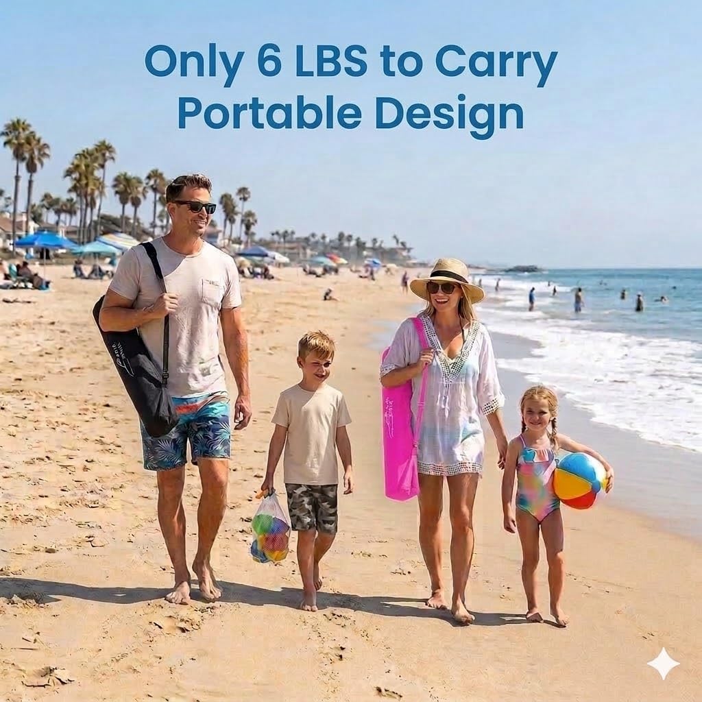 FAIR WIND Portable Beach Chair with Umbrella 300LBS Heavy Duty Folding Compact Canopy Chair with Cup Holder & Carry Bag for Beach, Camping, Concerts, Sports - Pink Color